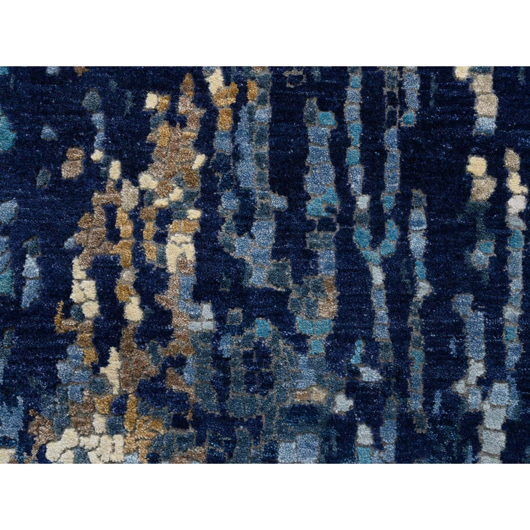 2'6" x 8'0" New Hand Knotted Blue Wool & Silk Runner Oriental Rug - MOA10264358