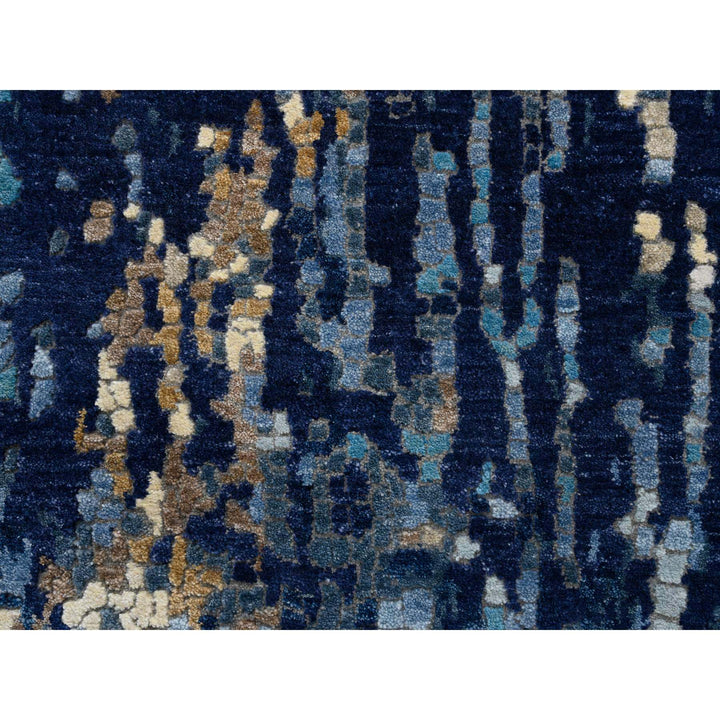 2'6" x 8'0" New Hand Knotted Blue Wool & Silk Runner Oriental Rug - MOA10264358