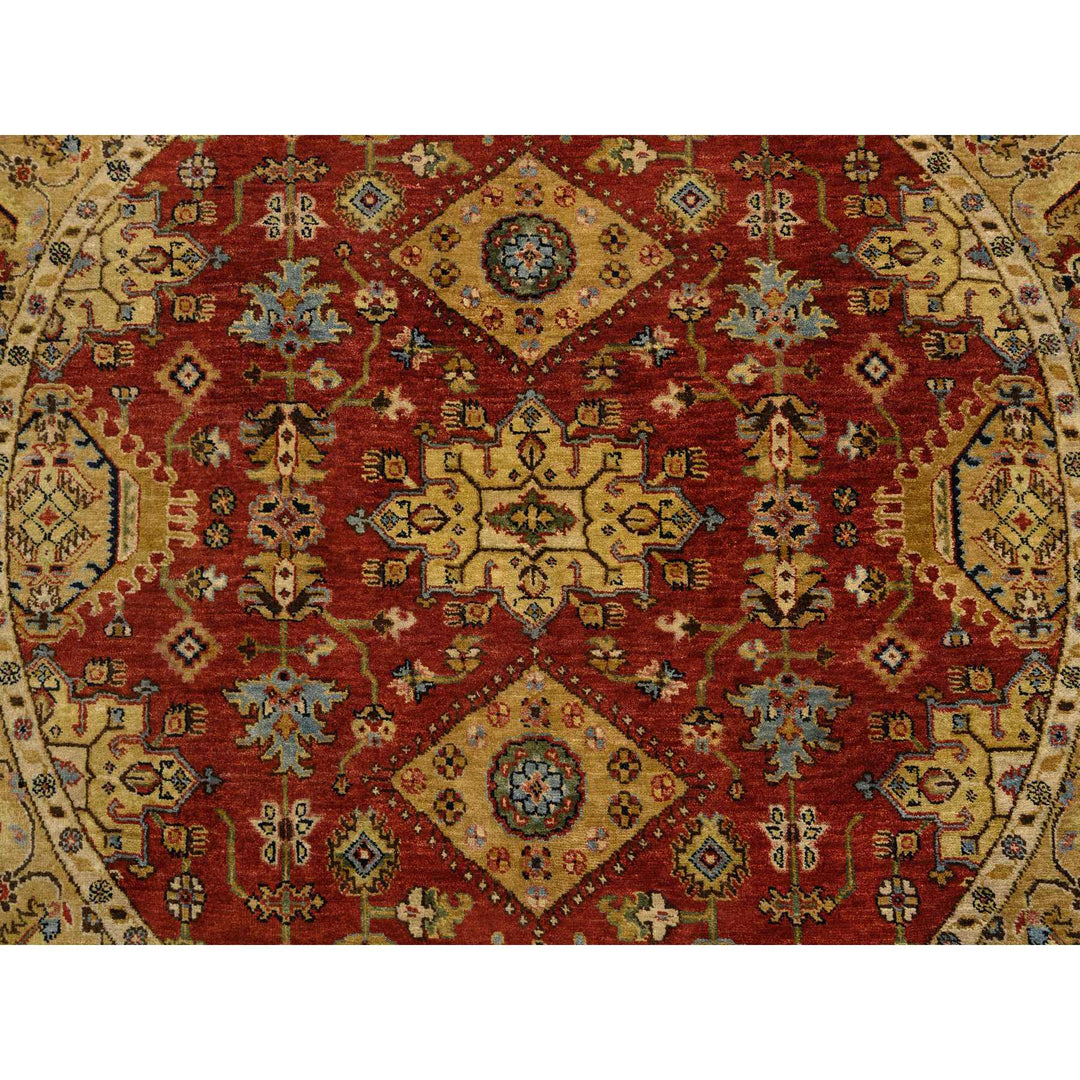 6'1" x 6'1" New Hand Knotted Red Cotton Round Oriental Rug - MOA10264368