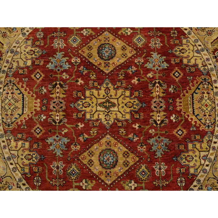 6'1" x 6'1" New Hand Knotted Red Wool Round Oriental Rug - MOA10264368