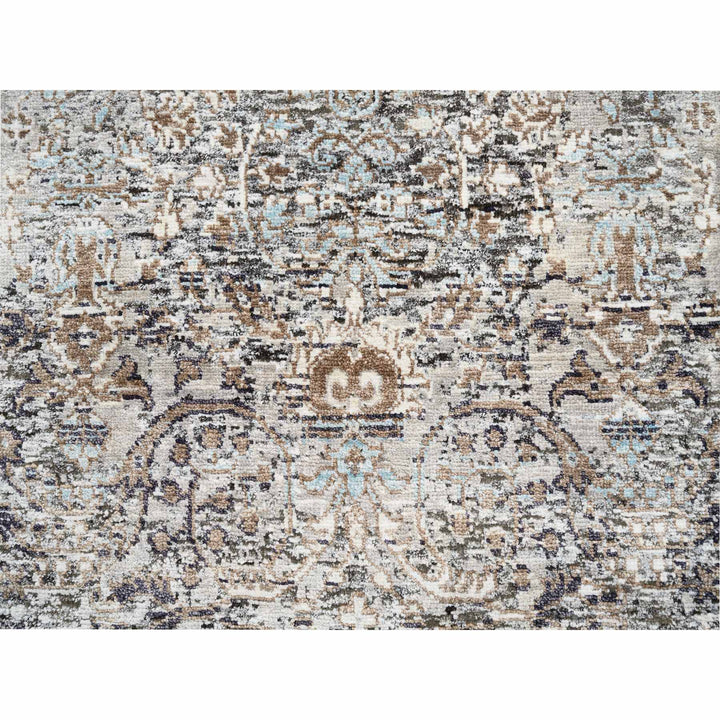 2'6" x 20'0" New Hand Knotted Grey Wool & Silk Runner Oriental Rug - MOA10264424