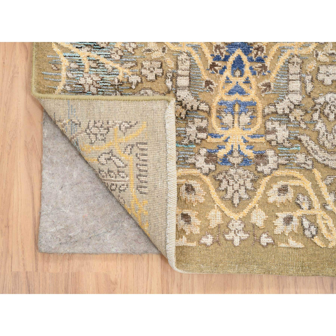 2'6" x 24'1" New Hand Knotted Brown Wool & Silk Runner Oriental Rug - MOA10264444