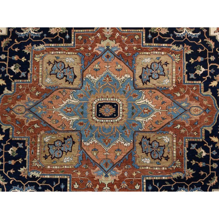 12'0" x 15'4" New Hand Knotted Blue Wool Rectangle Oriental Rug - MOA10264493