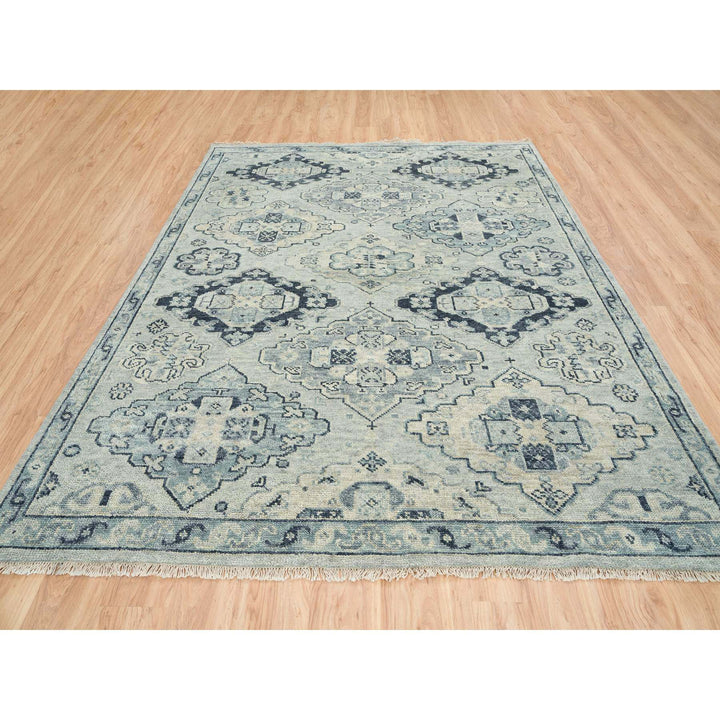 8'0" x 10'0" New Hand Knotted Grey Wool Rectangle Oriental Rug - MOA10264509