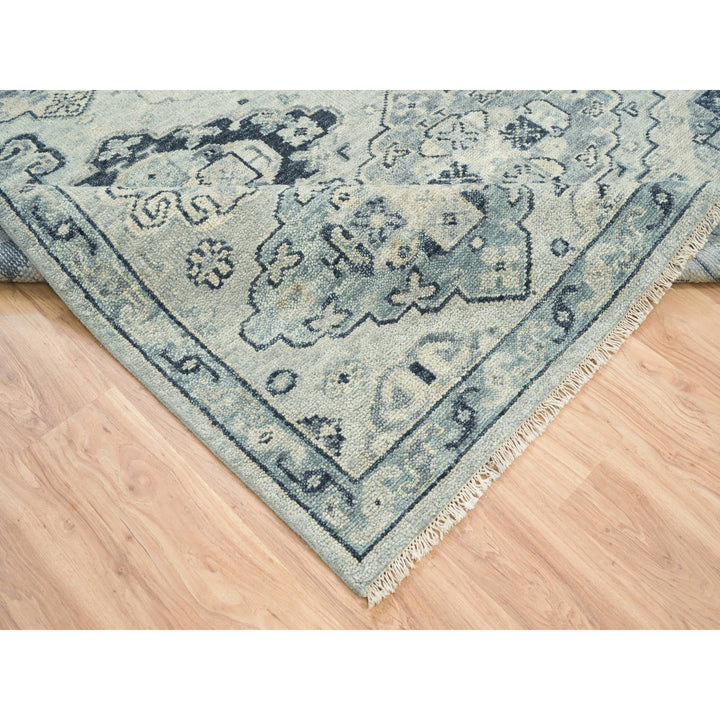 8'0" x 10'0" New Hand Knotted Grey Wool Rectangle Oriental Rug - MOA10264509