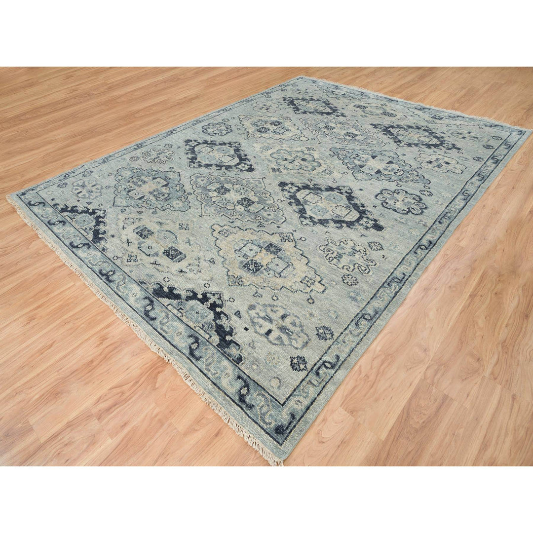 8'10" x 12'0" New Hand Knotted Grey Wool Rectangle Oriental Rug - MOA10264513