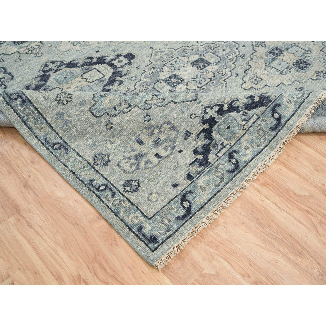 8'10" x 12'0" New Hand Knotted Grey Wool Rectangle Oriental Rug - MOA10264513