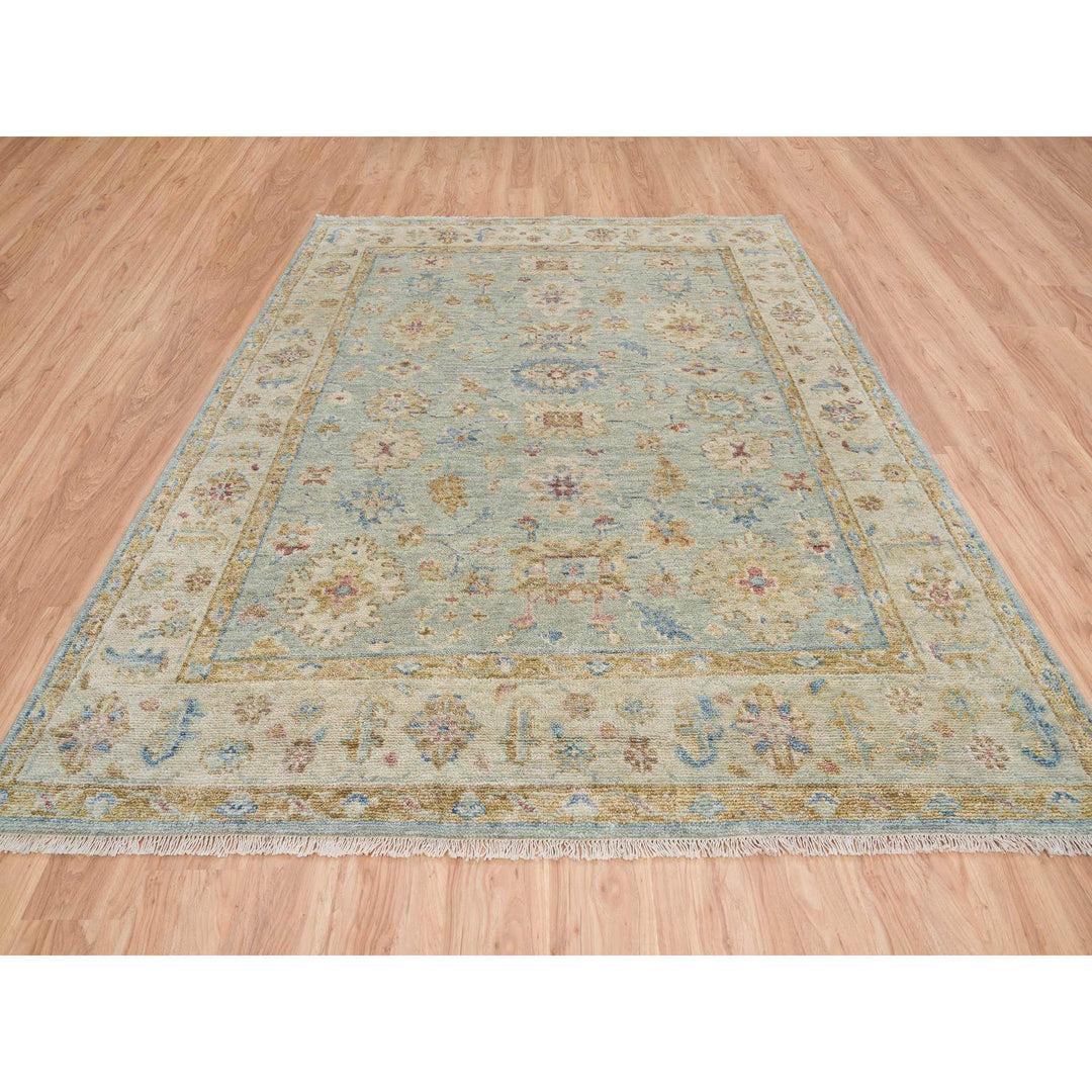 8'0" x 9'10" New Hand Knotted Green Wool Rectangle Oriental Rug - MOA10264516