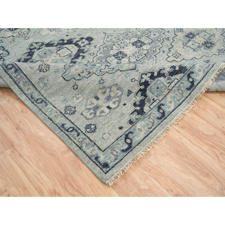 8'10" x 11'10" New Hand Knotted Grey Wool Rectangle Oriental Rug - MOA10264520