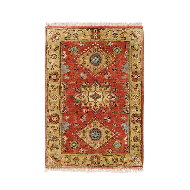 2'1" x 3'0" New Hand Knotted Red Cotton Rectangle Oriental Rug - MOA10264534