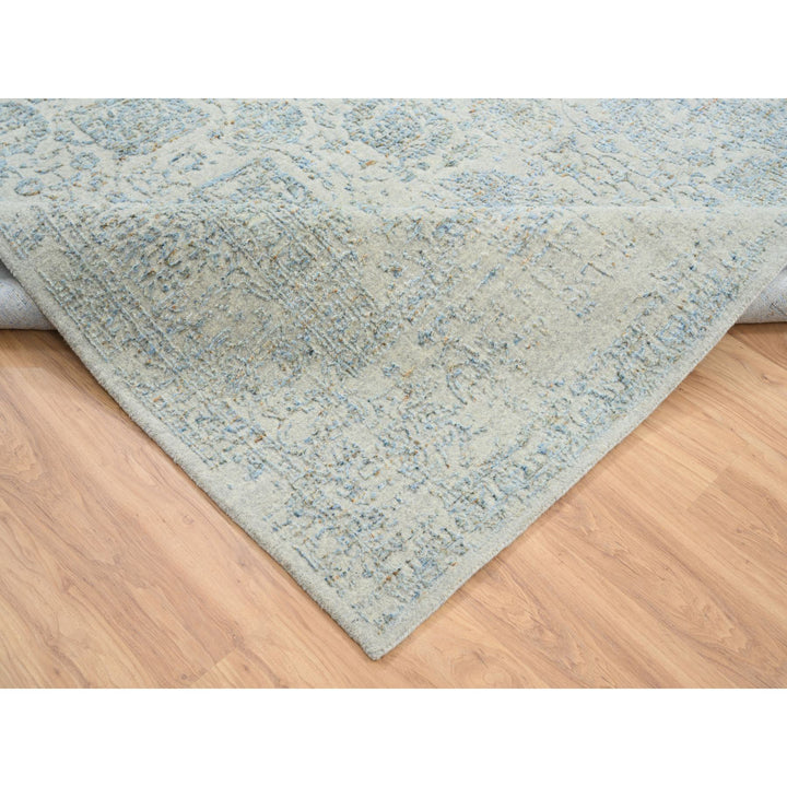 10'0" x 10'1" New Hand Loomed Blue Wool & Silk Square Oriental Rug - MOA10264541