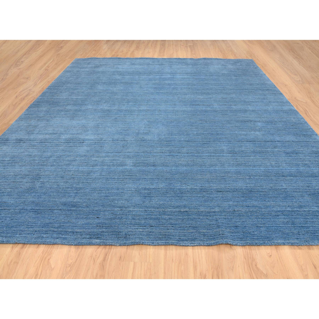 12'0" x 12'0" New Hand Loomed Blue Wool Square Oriental Rug - MOA10264563