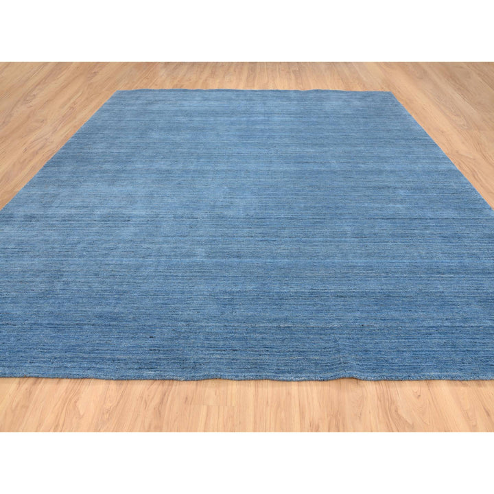 12'0" x 12'0" New Hand Loomed Blue Wool Square Oriental Rug - MOA10264563