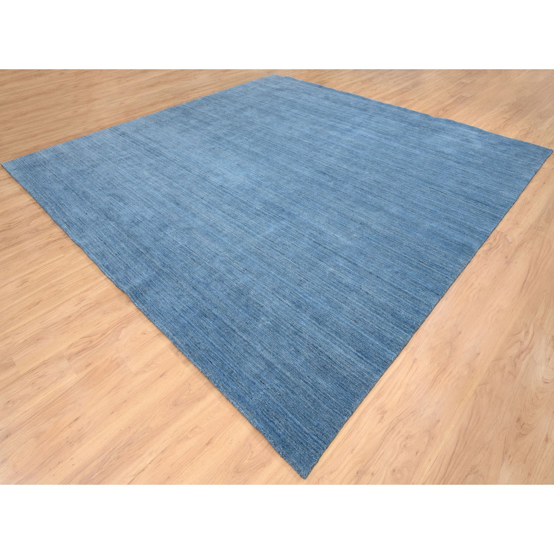 12'0" x 12'0" New Hand Loomed Blue Wool Square Oriental Rug - MOA10264563