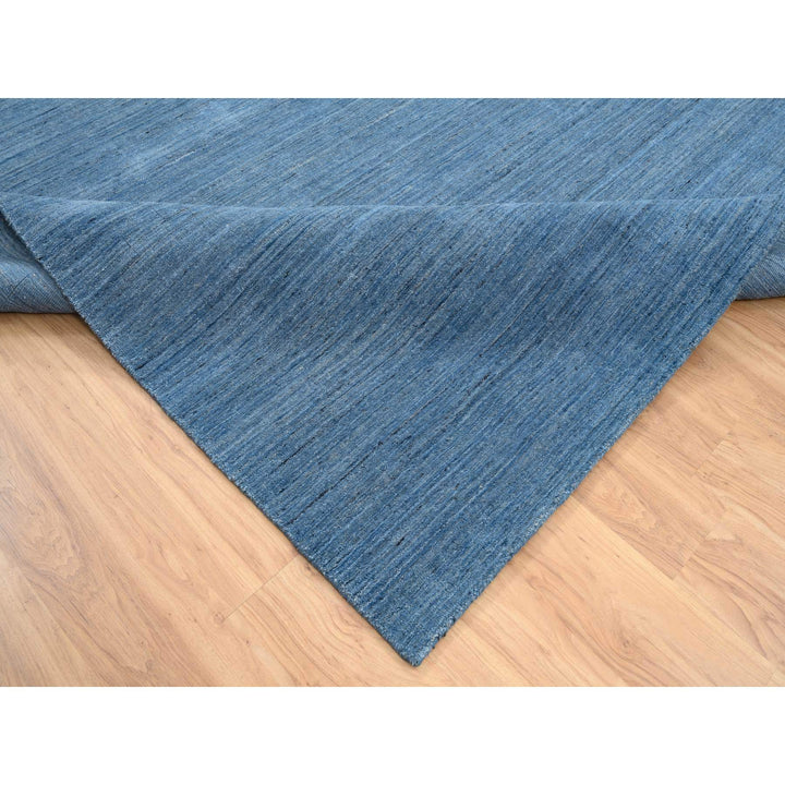 12'0" x 12'0" New Hand Loomed Blue Wool Square Oriental Rug - MOA10264563