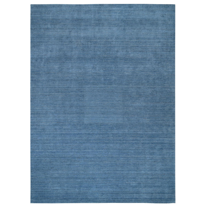 10'1" x 14'0" New Hand Loomed Blue Wool Rectangle Oriental Rug - MOA10264564