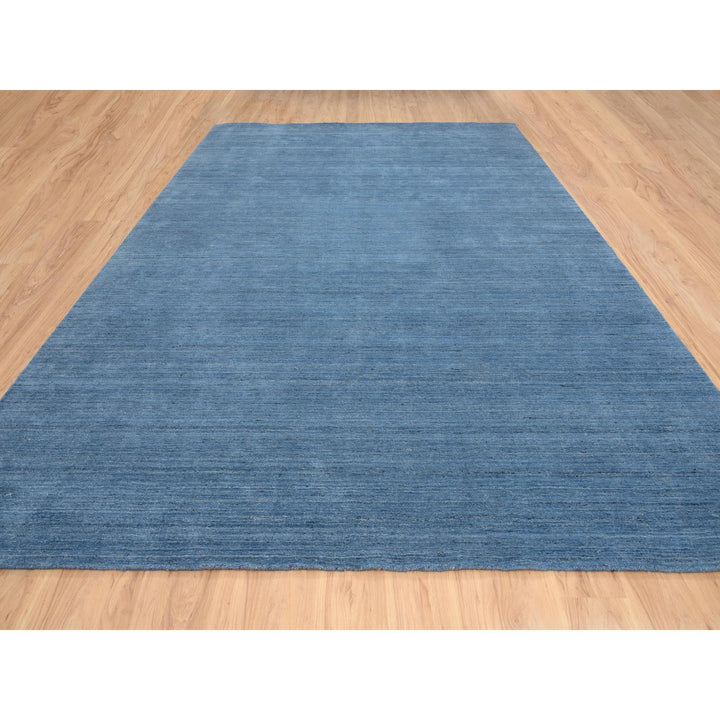 10'0" x 14'0" New Hand Loomed Blue Wool Rectangle Oriental Rug - MOA10264565