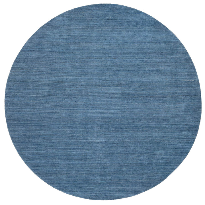 11'9" x 11'9" New Hand Loomed Blue Wool Round Oriental Rug - MOA10264566