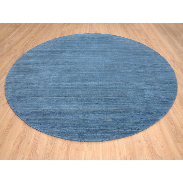 11'9" x 11'9" New Hand Loomed Blue Wool Round Oriental Rug - MOA10264566