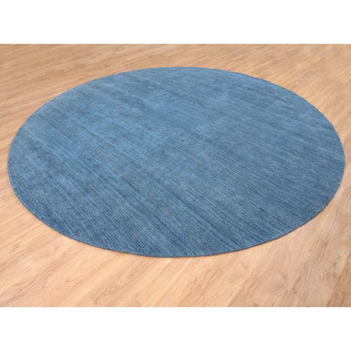 11'9" x 11'9" New Hand Loomed Blue Wool Round Oriental Rug - MOA10264566