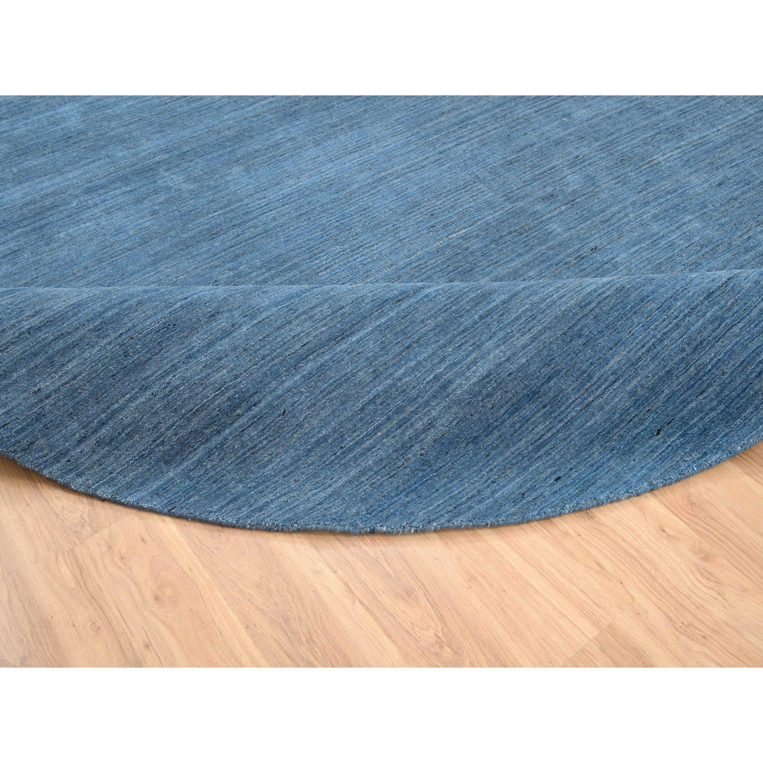 11'9" x 11'9" New Hand Loomed Blue Wool Round Oriental Rug - MOA10264566