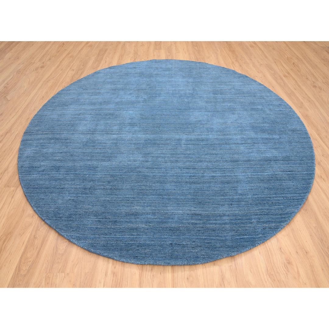 10'0" x 10'0" New Hand Loomed Blue Wool Round Oriental Rug - MOA10264570