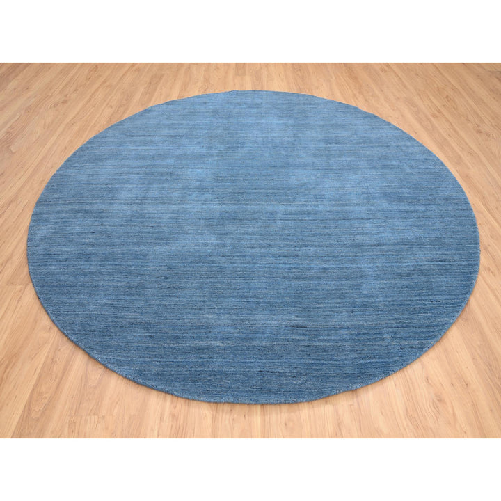 10'0" x 10'0" New Hand Loomed Blue Wool Round Oriental Rug - MOA10264570