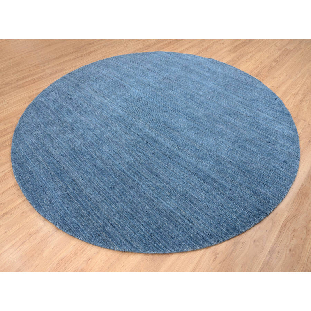 10'0" x 10'0" New Hand Loomed Blue Wool Round Oriental Rug - MOA10264570