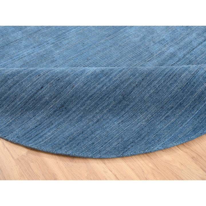 10'0" x 10'0" New Hand Loomed Blue Wool Round Oriental Rug - MOA10264570