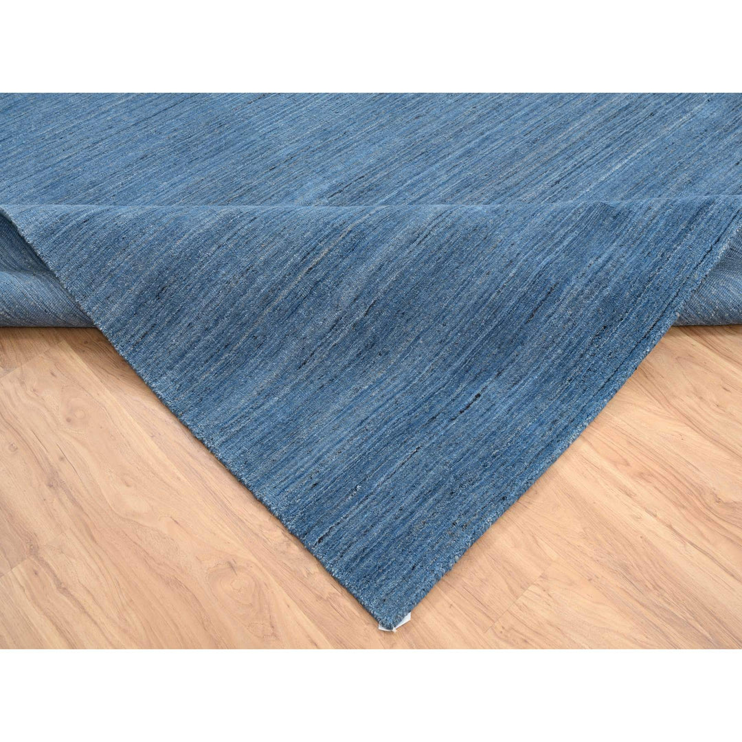 9'0" x 11'10" New Hand Loomed Blue Wool Rectangle Oriental Rug - MOA10264573