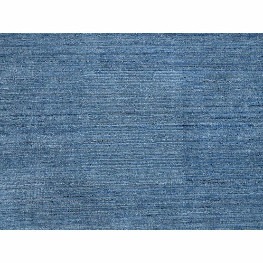 9'0" x 11'10" New Hand Loomed Blue Wool Rectangle Oriental Rug - MOA10264573