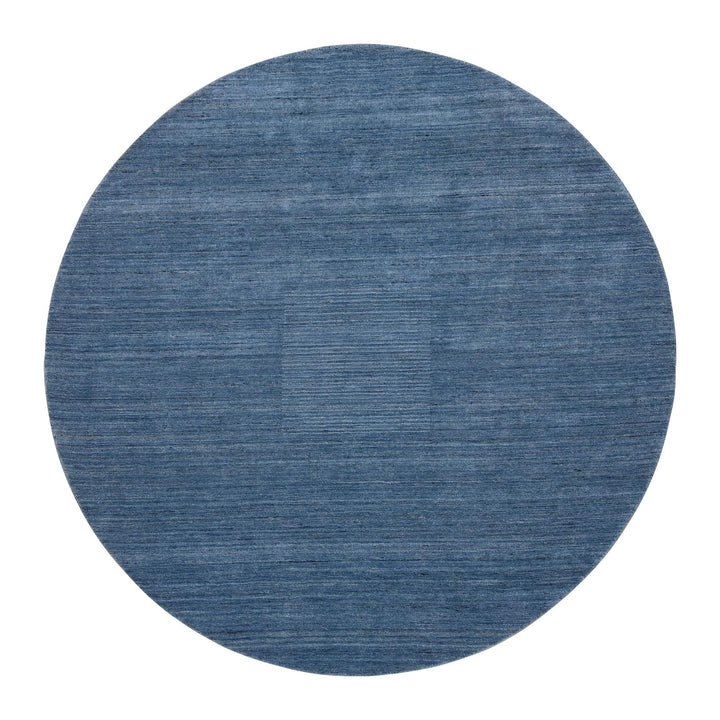 8'0" x 8'0" New Hand Loomed Blue Wool Round Oriental Rug - MOA10264577