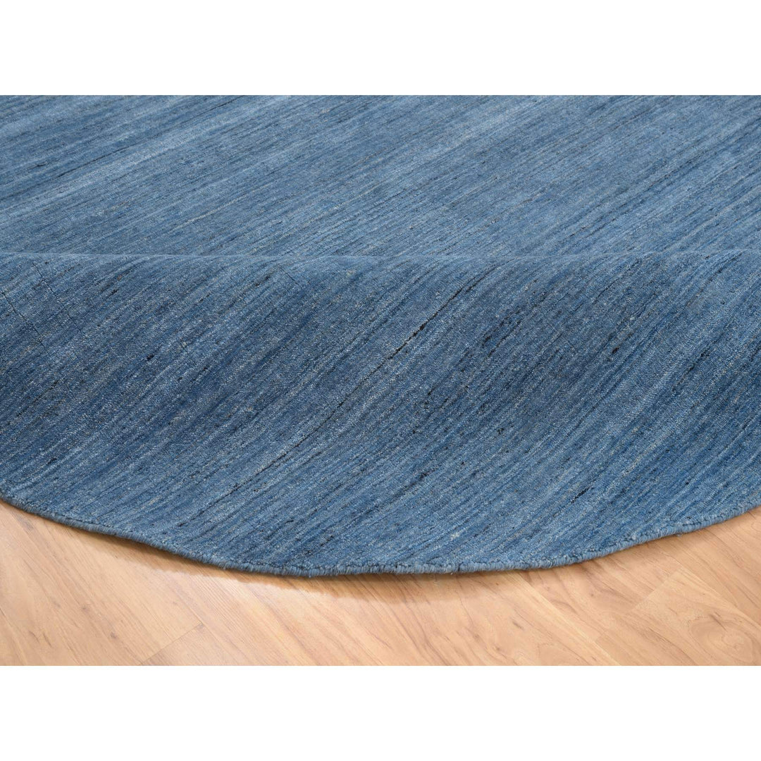 8'0" x 8'0" New Hand Loomed Blue Wool Round Oriental Rug - MOA10264577