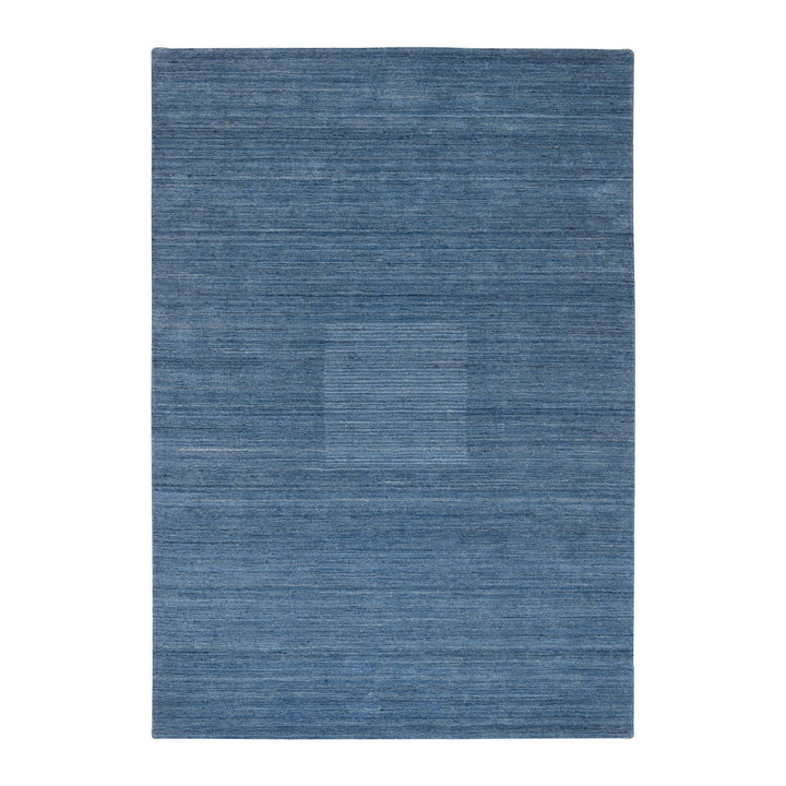 6'0" x 9'0" New Hand Loomed Blue Wool Rectangle Oriental Rug - MOA10264578