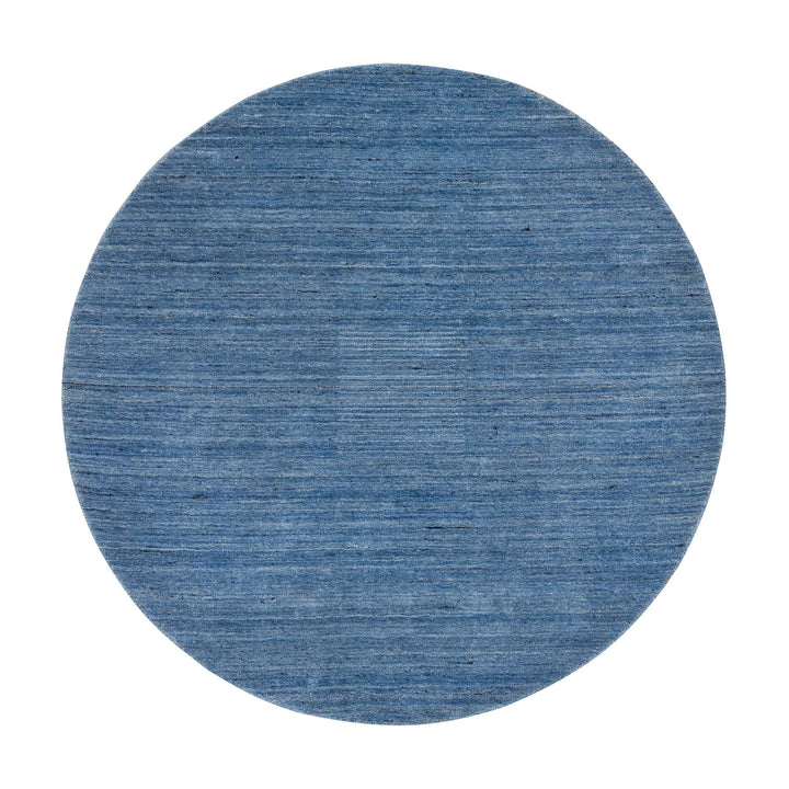 6'0" x 6'0" New Hand Loomed Blue Wool Round Oriental Rug - MOA10264582