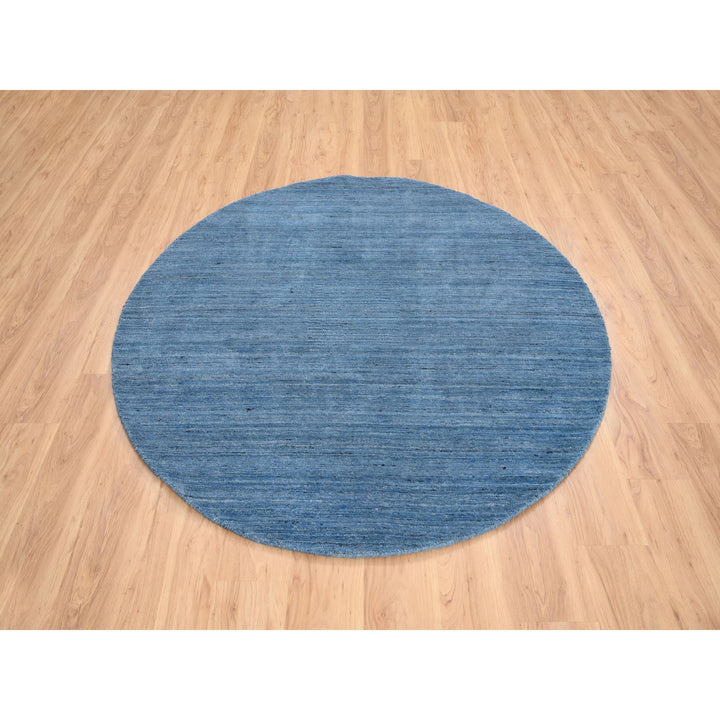 6'0" x 6'0" New Hand Loomed Blue Cotton Round Oriental Rug - MOA10264582