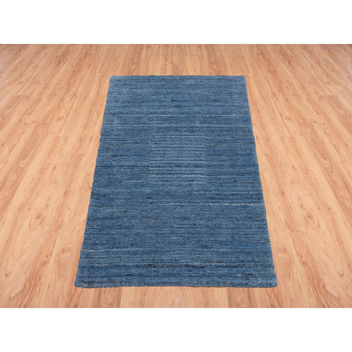 2'0" x 3'0" New Hand Loomed Blue Cotton Rectangle Oriental Rug - MOA10264586