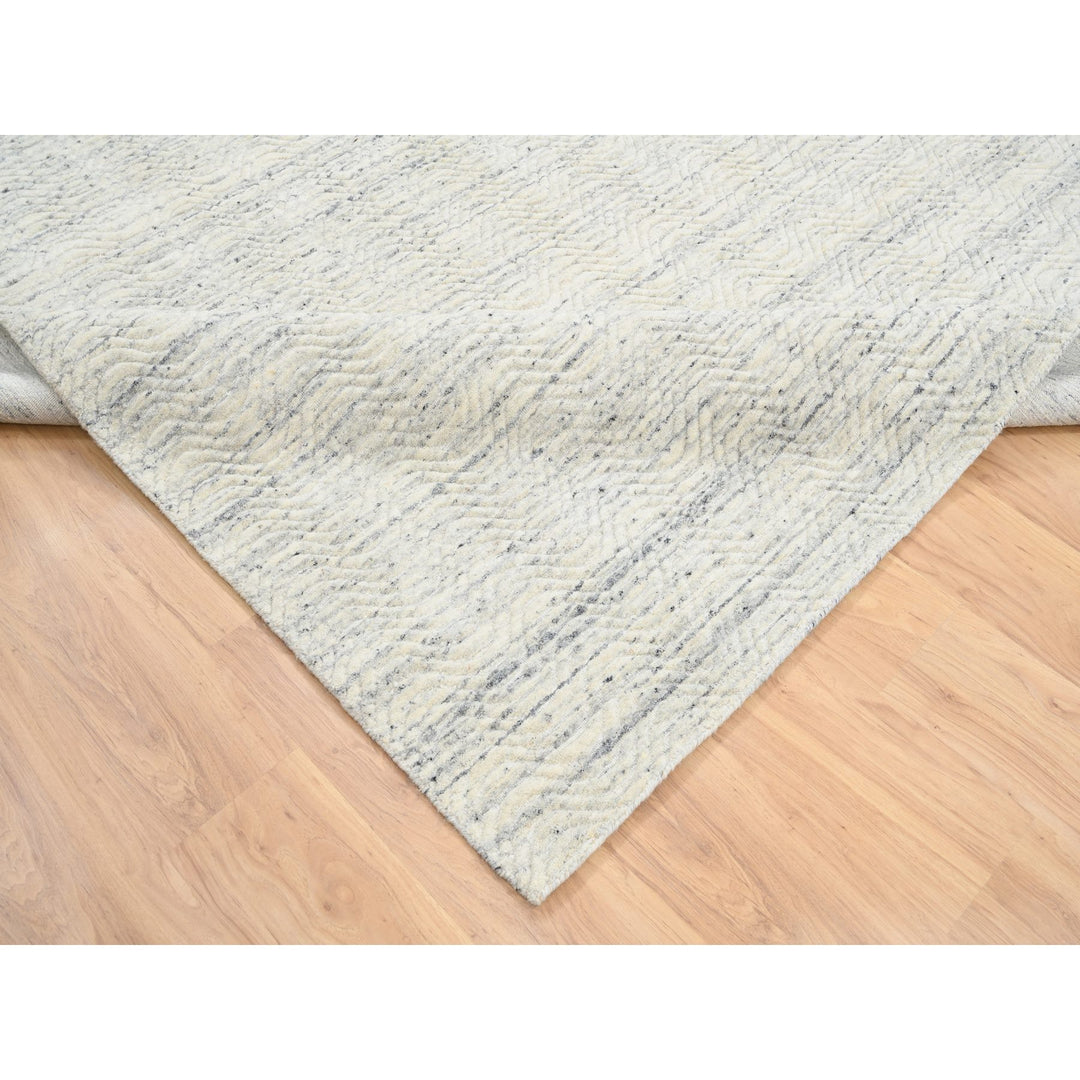 8'0" x 8'0" New Hand Loomed Beige Wool Square Oriental Rug - MOA10264592