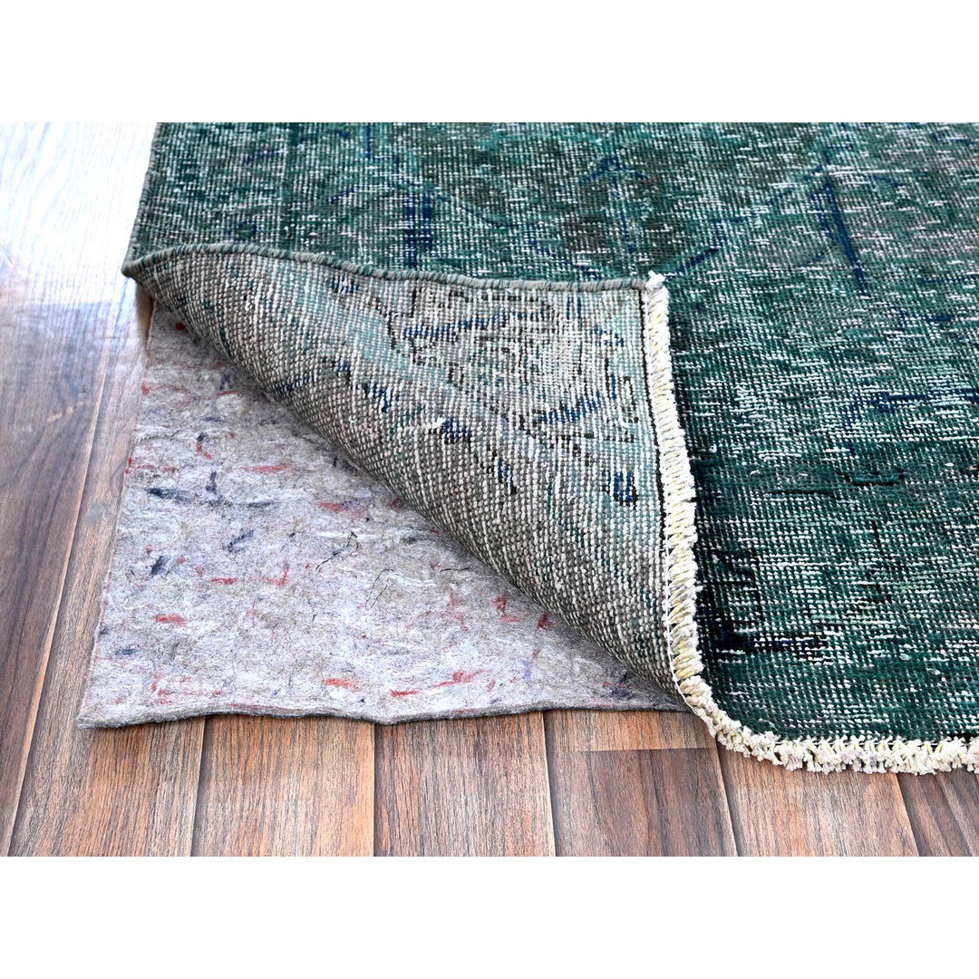 2'6" x 9'8" Vintage Hand Knotted Green Wool Runner Oriental Rug - MOA102645