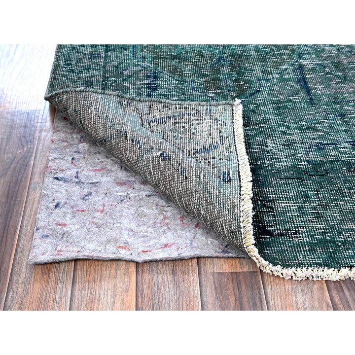 2'6" x 9'8" Vintage Hand Knotted Green Wool Runner Oriental Rug - MOA102645