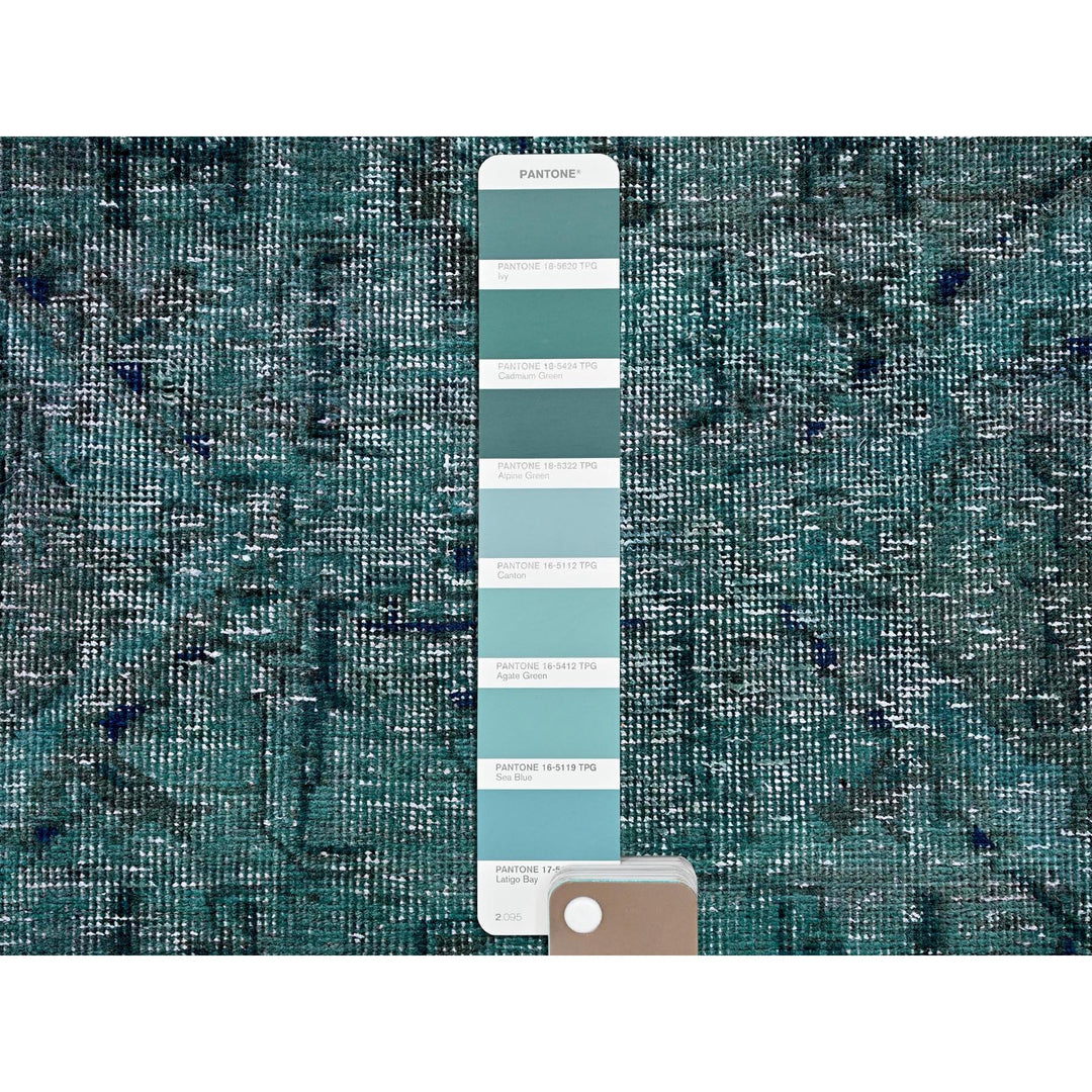 2'6" x 9'8" Vintage Hand Knotted Green Wool Runner Oriental Rug - MOA102645