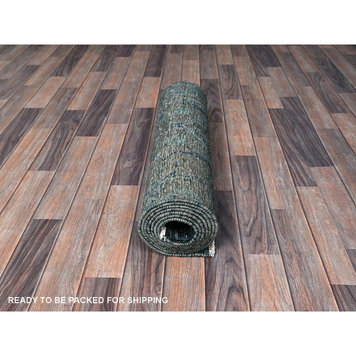 2'6" x 9'8" Vintage Hand Knotted Green Wool Runner Oriental Rug - MOA102645