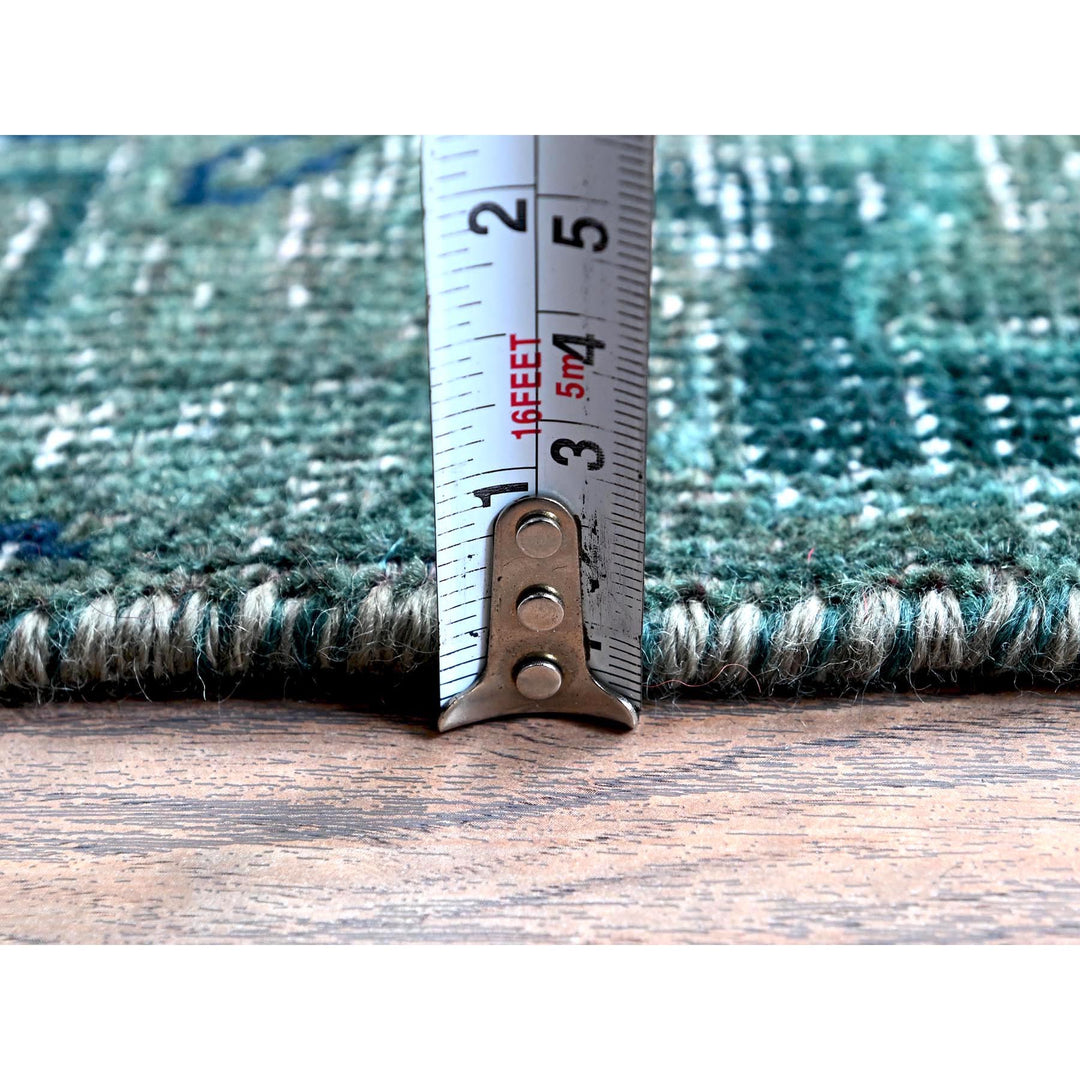 2'6" x 9'8" Vintage Hand Knotted Green Wool Runner Oriental Rug - MOA102645