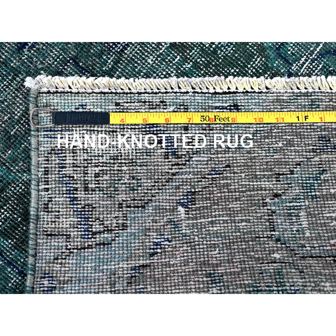 2'6" x 9'8" Vintage Hand Knotted Green Wool Runner Oriental Rug - MOA102645