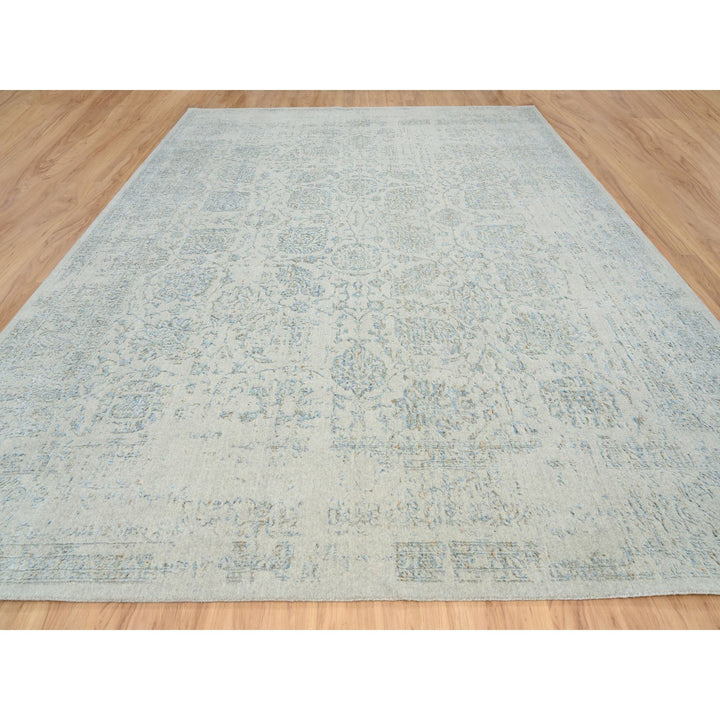 12'0" x 15'1" New Hand Loomed Blue Wool & Silk Rectangle Oriental Rug - MOA10264604