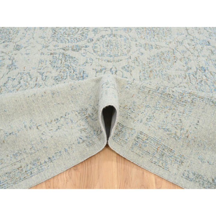 12'0" x 15'1" New Hand Loomed Blue Wool & Silk Rectangle Oriental Rug - MOA10264604