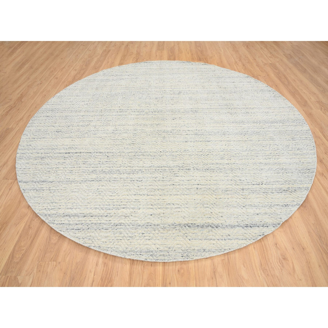 9'10" x 9'10" New Hand Loomed Beige Wool Round Oriental Rug - MOA10264605