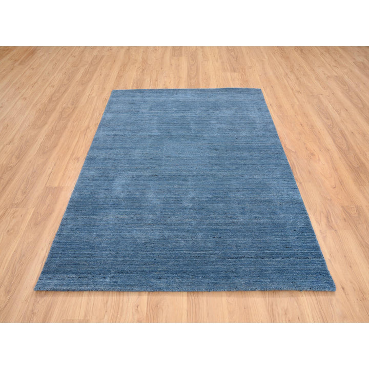 5'0" x 7'1" New Hand Loomed Blue Wool Rectangle Oriental Rug - MOA10264616