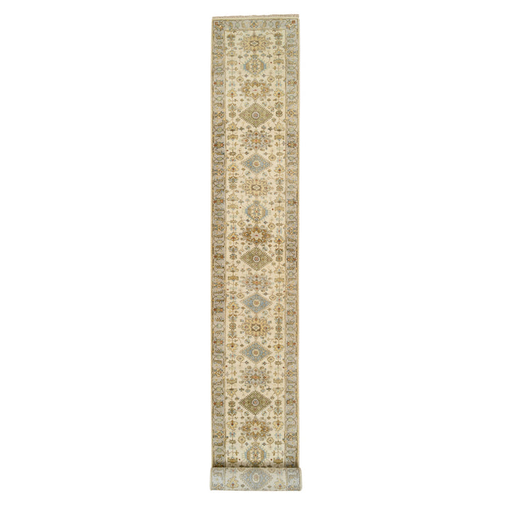 2'7" x 20'0" New Hand Knotted Ivory Wool Runner Oriental Rug - MOA10264630