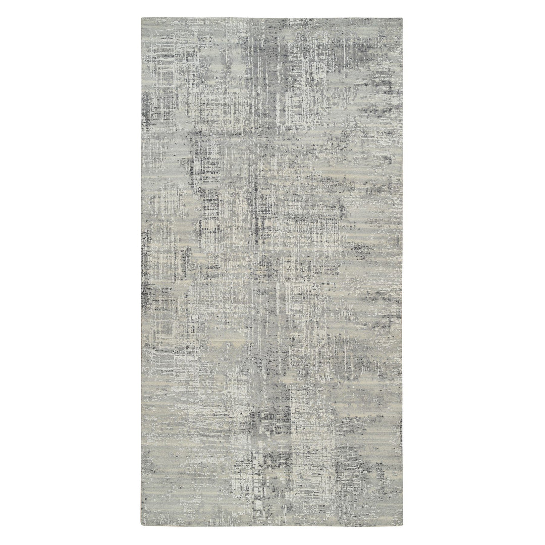 6'0" x 11'10" New Hand Knotted Grey Wool Runner Oriental Rug - MOA10264688